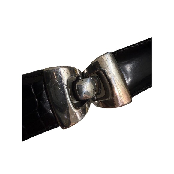 Brighton Women’s Belt S Black Leather Metal Folding Hinge Silver 1996 Vtg EUC main image 9